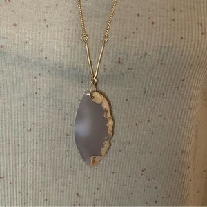Agate Pendant on Gold Chain Necklace
